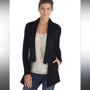 WHBM Open Waterfall Drape Cardigan Black M Medium $100 EUC KL